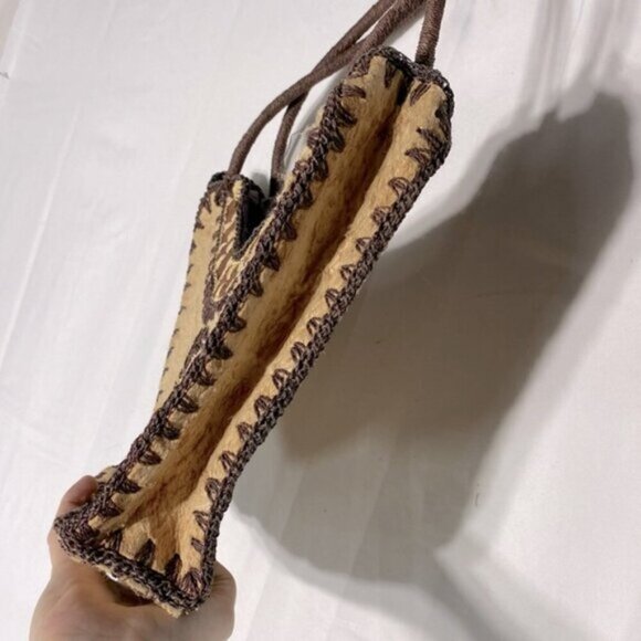 Vintage Handcrafted Brown & Cream Purse Shoulder Bag Handbag - Picture 6 of 13